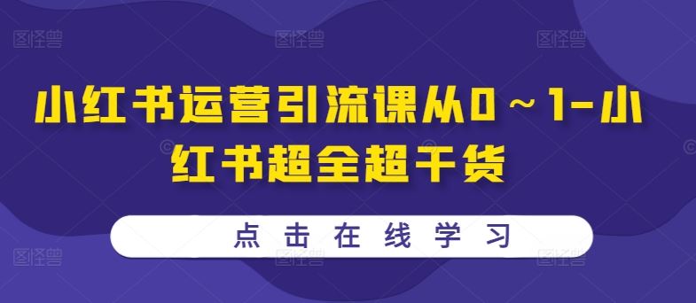 小红书运营引流课从0~1-小红书超全超干货 小红书运营引流课从0~1-小红书超全超干货