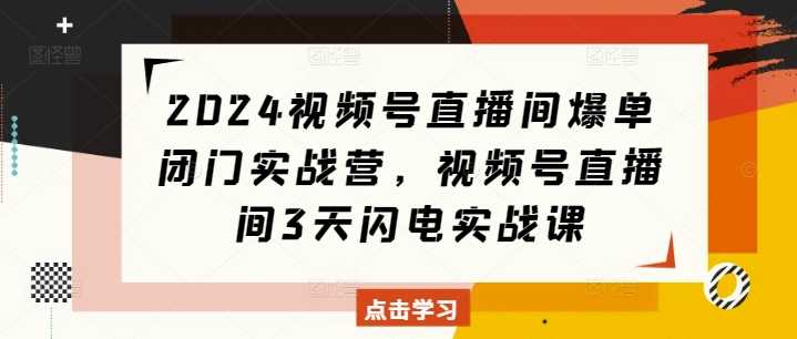 2024视频号直播间爆单闭门实战营,视频号直播间3天闪电实战课 -1 2024视频号直播间爆单闭门实战营,视频号直播间3天闪电实战课 -1