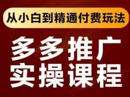 拼多多推广实操课程,从小白到精通付费玩法 -1 拼多多推广实操课程,从小白到精通付费玩法 -1