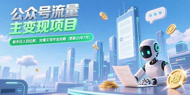 公众号流量主变现项目,新手日入四位数,含爆文写作全攻略(更新25年7月) -1 公众号流量主变现项目,新手日入四位数,含爆文写作全攻略(更新25年7月) -1