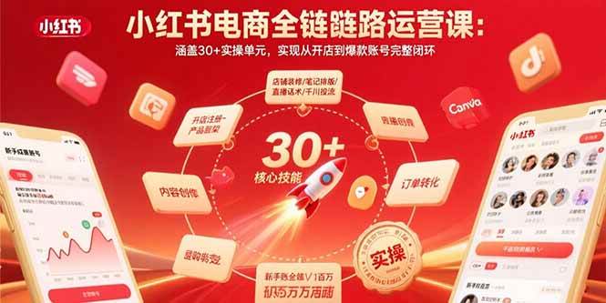 小红书电商全链路运营课:涵盖30+实操单元,实现从开店到爆款账号完整闭环 -1 小红书电商全链路运营课:涵盖30+实操单元,实现从开店到爆款账号完整闭环 -1