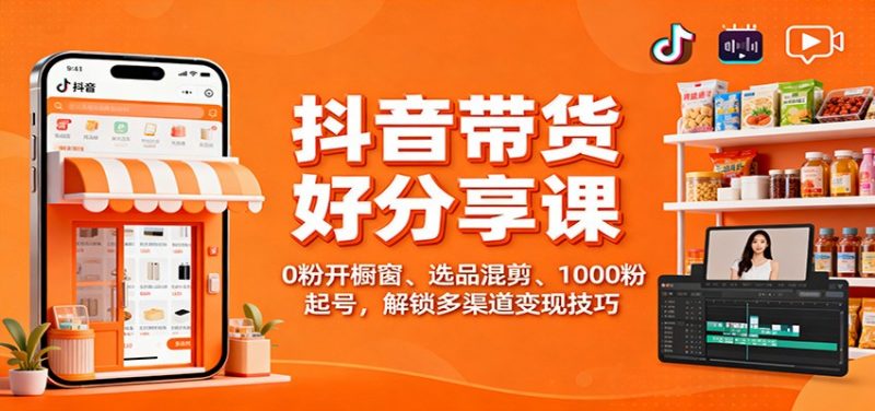 抖音带货好物分享课:0粉开橱窗、选品混剪、1000粉起号,解锁多渠道变现技巧 -1 抖音带货好物分享课:0粉开橱窗、选品混剪、1000粉起号,解锁多渠道变现技巧 -1
