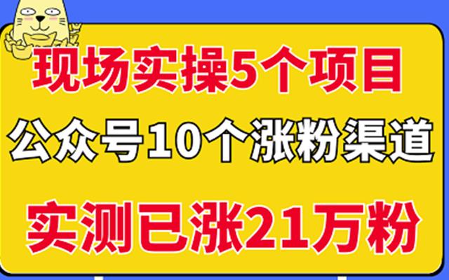 现场实操5个公众号项目，10个涨粉渠道，实测已涨21万粉-58电商