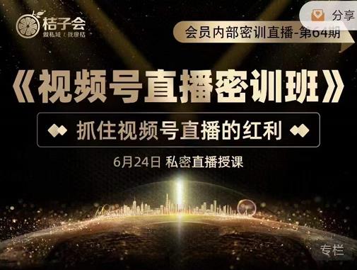 桔子会《视频号直播密训班》，抓住视频号直播的红利 价值12800-58电商