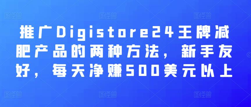 推广Digistore24王牌减肥产品的两种方法，新手友好，每天净赚500美元以上-58电商