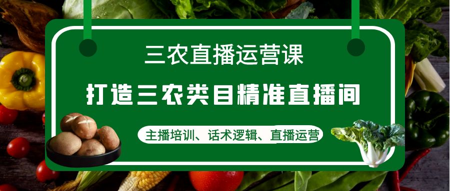 三农直播运营课：打造三农类目精准直播间，主播培训、话术逻辑、直播运营-58电商