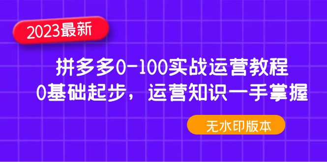 2023年拼多多0-100实战运营教程，0基础起步，运营知识一手掌握（无水印）-58电商