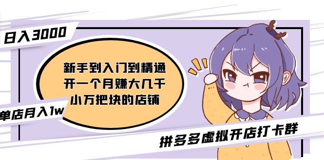 拼多多虚拟开店打卡群：新手到入门到精通（昨日群里有小伙伴日入3000+）-58电商