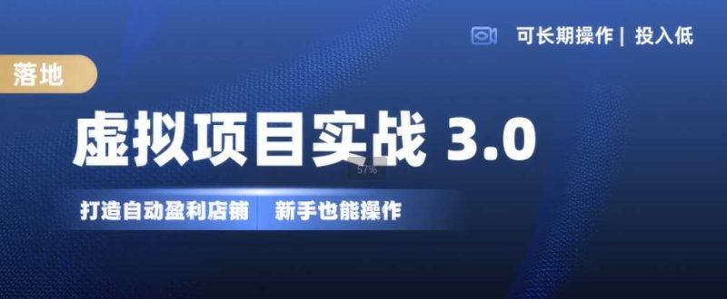 虚拟项目实战3.0，打造自动盈利店铺，可长期操作投入低，新手也能操作-58电商