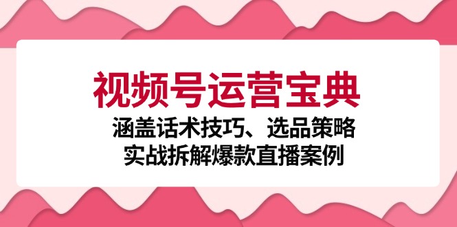 视频号运营宝典：涵盖话术技巧、选品策略、实战拆解爆款直播案例-58电商