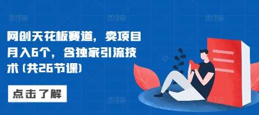 网创天花板赛道，卖项目月入6个，含独家引流技术(共26节课)-58电商