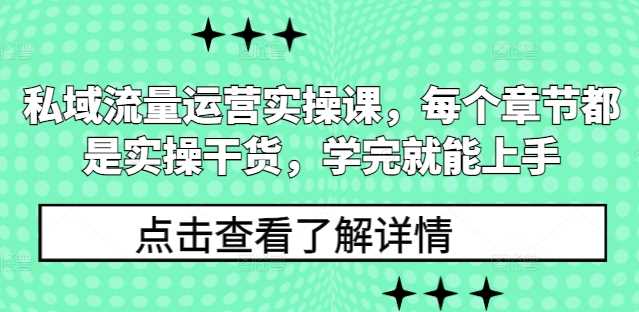 私域流量运营实操课，每个章节都是实操干货，学完就能上手-58电商