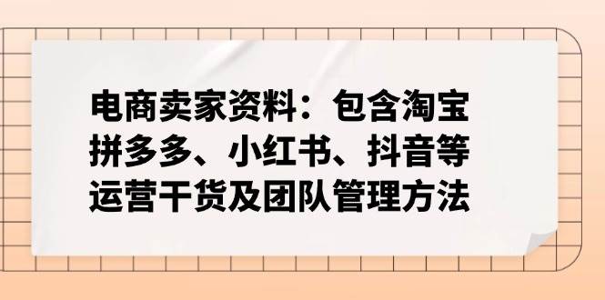 电商卖家资料：包含淘宝、拼多多、小红书、抖音等运营干货及团队管理方法-58电商