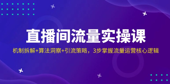 直播间流量实操课：机制拆解+算法洞察+引流策略，3步掌握流量运营核心逻辑-58电商