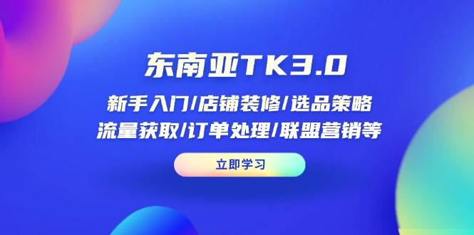 东南亚TK3.0：新手入门/店铺装修/选品策略/流量获取/订单处理/联盟营销等-58电商