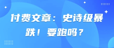 付费文章：史诗级暴跌！要跑吗？-58电商