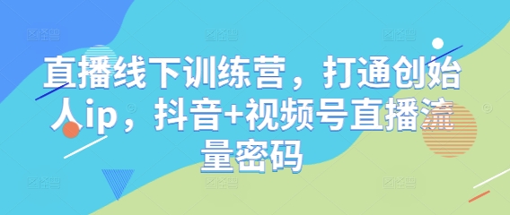 直播线下训练营，打通创始人ip，抖音+视频号直播流量密码-58电商