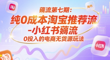 薅流第七期：纯0成本淘宝推荐流-小红书薅流最新版目，0投入的电商无货源玩法（附赠往期）-58电商
