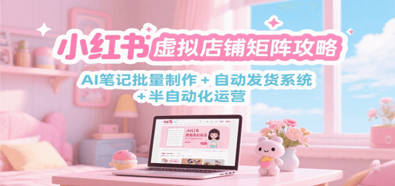 小红书虚拟店铺矩阵攻略：AI笔记批量制作 + 自动发货系统 + 半自动化运营-58电商