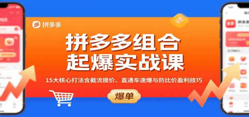 拼多多组合起爆实战课：15大核心打法含截流提价、直通车速爆与防比价盈利技巧-58电商