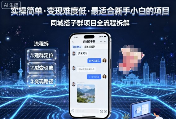 实操简单，变现难度低，最适合新手小白做的项目，每天轻松收入3张，同城搭子群项目全流程拆解-58电商