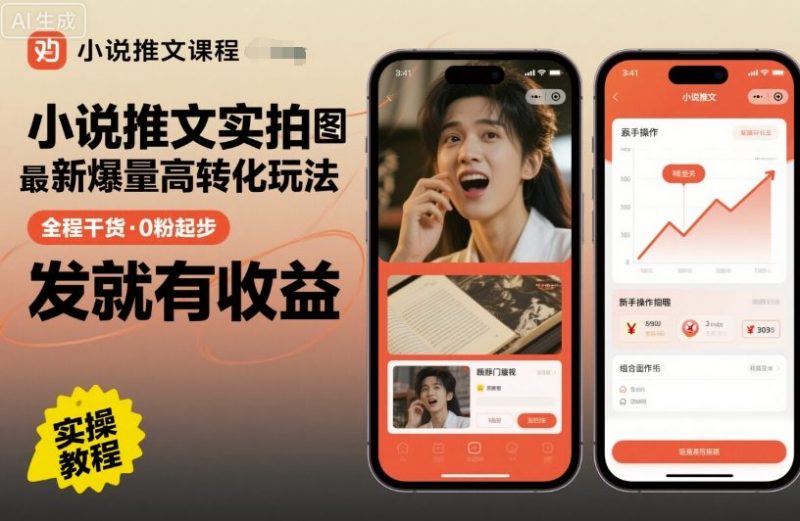 小说推文实拍双图文最新爆量高转化玩法，全程干货，0粉起步，发就有收益-58电商