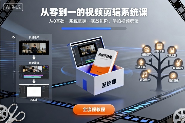 从零到一的视频剪辑系统课，从0基础–系统掌握–实战进阶，学拍视频剪辑-58电商