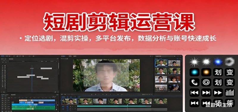 短剧剪辑运营课：定位选剧，混剪实操，多平台发布，数据分析与账号快速成长-58电商