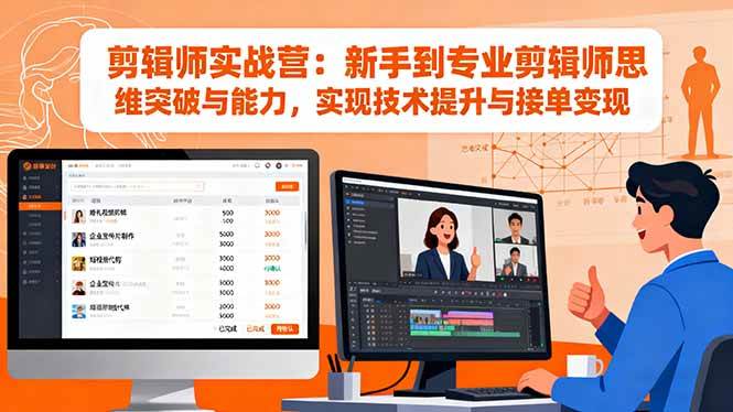 剪辑师实战营：新手到专业剪辑师思维突破与能力，实现技术提升与接单变现-58电商