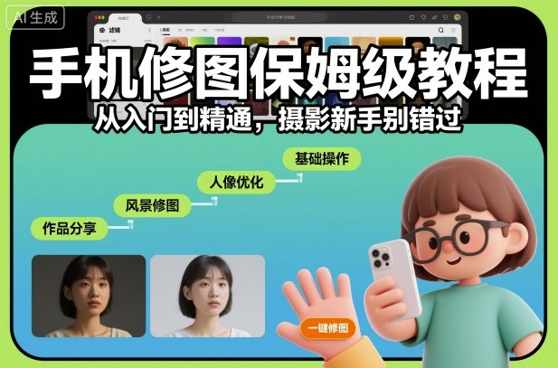 手机修图保姆级教程，从入门到精通，摄影新手别错过-58电商