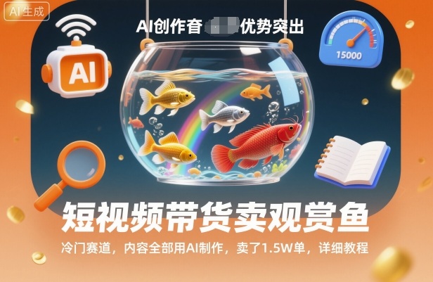 短视频带货卖观赏鱼，冷门赛道，内容全部用AI制作，卖了1.5W单，详细教程-58电商