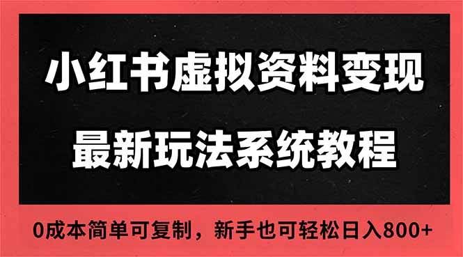 2025小红书虚拟资料最新开店运营教程，搜索流变现玩法，一人多店0成本…-58电商