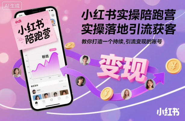 小红书实操陪跑营,实操落地引流获客,教你打造一个持续引流变现的账号-58电商