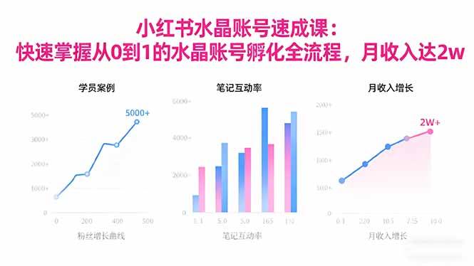 2025小红书水晶账号速成课：快速掌握从0-1水晶账号孵化全流程，月收入达2w-58电商