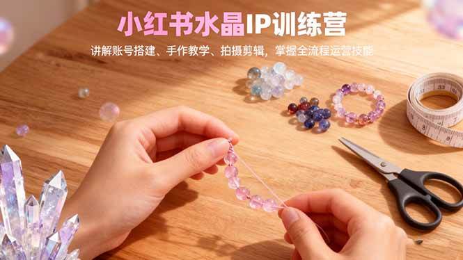 小红书水晶IP训练营，讲解账号搭建、手作教学、拍摄剪辑，全流程运营技能-58电商