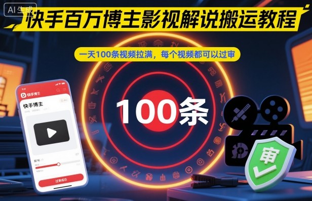 快手百万博主影视解说搬运教程，一天100条视频拉满，每个视频都可以过审 -1
