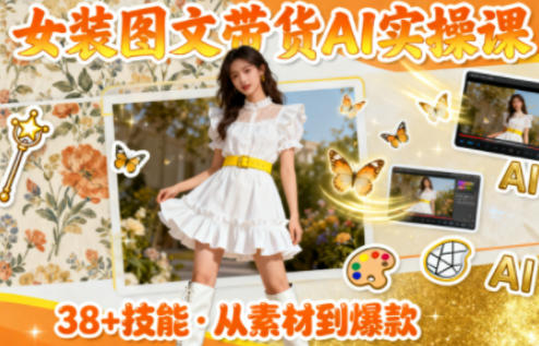 女装图文带货的AI实操课，覆盖38个实用技能，快速提升素材制作效率-58电商