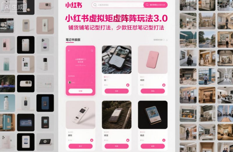 小红书虚拟矩阵玩法3.0，铺货铺笔记型打法，少款狂怼笔记型打法-58电商