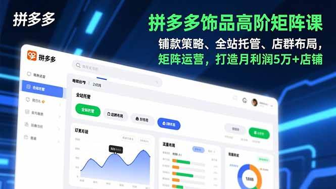 拼多多饰品高阶矩阵课，铺款策略、全站托管、店群布局，矩阵运营，打造月利润5万+店铺-58电商