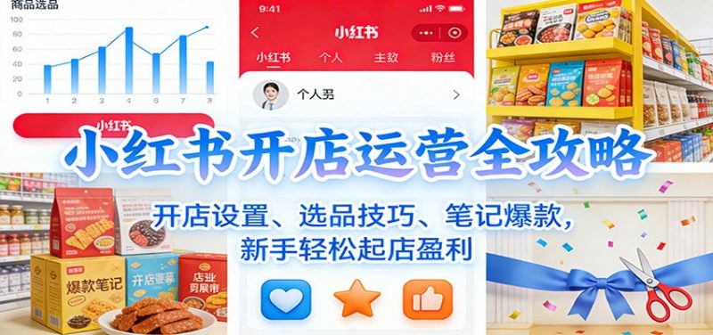 小红书开店运营全攻略：开店设置、选品技巧、笔记爆款，新手轻松起店盈利-58电商
