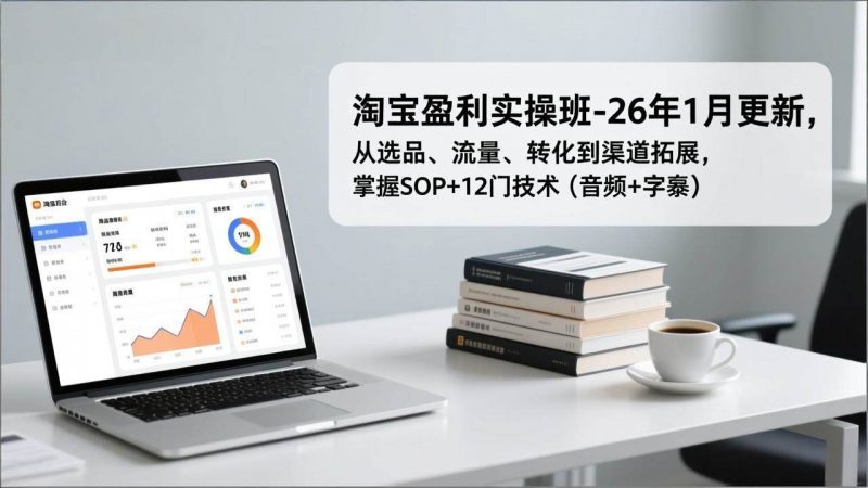 淘宝盈利实操班-26年1月更新，从选品、流量、转化到渠道拓展，掌握SOP+12门技术（音频+字幕）-58电商