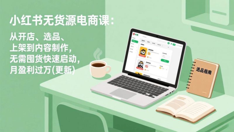 小红书无货源电商课：从开店、选品、上架到内容制作，无需囤货快速启动，月盈利过万(更新)-58电商