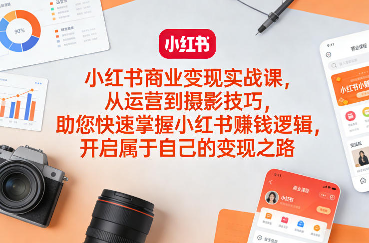 小红书商业变现实战课，从运营到摄影技巧，助您快速掌握小红书賺钱逻辑，开启属于自己的变现之路-58电商