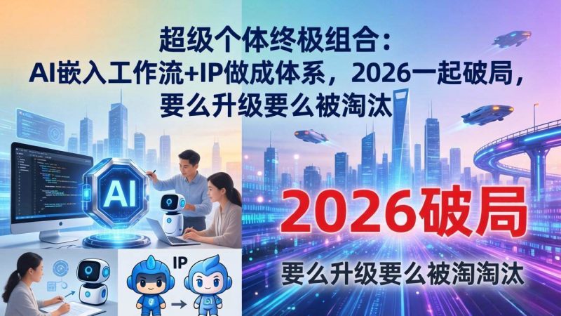 超级个体终极组合：AI嵌入工作流+IP做成体系，2026一起破局，要么升级要么被淘汰-58电商