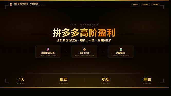 拼多多高阶盈利年费会员(更新3月)：全类目活动玩法、原价上大促、洗图防比价等核心盈利技术 -1