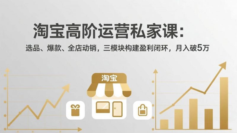 淘宝高阶运营私家课（更新26年4月）：选品、爆款、全店动销，三模块构建盈利闭环，月入破5万-58电商