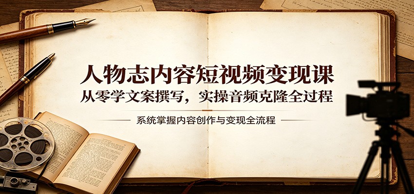 人物志内容短视频变现课：从零学文案撰写，实操音频克隆全过程-58电商