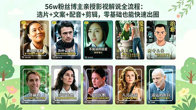 56万粉丝博主亲授影视解说全流程：选片+文案+配音+剪辑，零基础也能快速出圈-58电商
