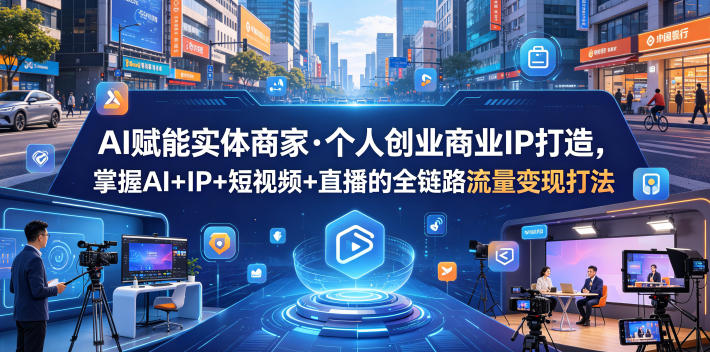 AI赋能实体商家·个人创业商业IP打造，掌握AI+IP+短视频+直播的全链路流量变现打法-58电商
