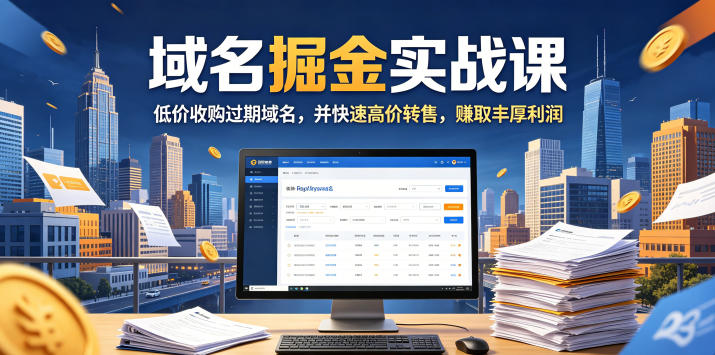 域名交易掘金实战课，低价收购过期域名，并快速高价转售，賺取丰厚利润【原创双语字幕】-58电商
